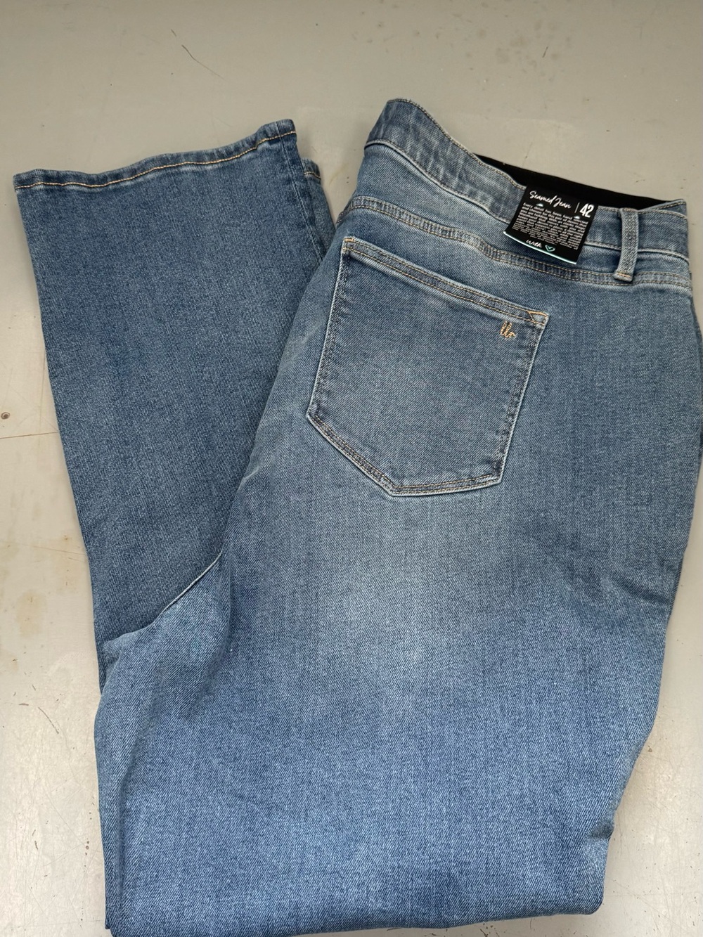 LuLaRoe Women Kick Flare Seamed Blue Jeans Size 42 Magic Waistband Denim Stretch
